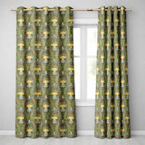 Vintage Art Nouveau Floral Thistle Pattern in Green Seamless  Readymade Eyelet Ring Top Thermal 100% Blackout Curtains