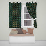 Luxury Art Deco Gold Teal Abstract Wave Pattern Seamless  Readymade Eyelet Ring Top Thermal 100% Blackout Curtains