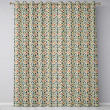 Modern Abstract Tribal Shapes Pattern on Cream Seamless  Readymade Eyelet Ring Top Thermal 100% Blackout Curtains