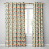 Modern Abstract Tribal Shapes Pattern on Cream Seamless  Readymade Eyelet Ring Top Thermal 100% Blackout Curtains