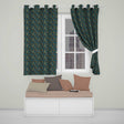 Luxury Teal Gold Geometric Art Deco Floral Pattern Seamless  Readymade Eyelet Ring Top Thermal 100% Blackout Curtains