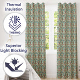 Modern Scandinavian Folk Art Pattern with Floral Shapes Seamless  Readymade Eyelet Ring Top Thermal 100% Blackout Curtains