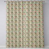 Abstract Retro Geometric Floral Pattern in Red Blue Seamless  Readymade Eyelet Ring Top Thermal 100% Blackout Curtains