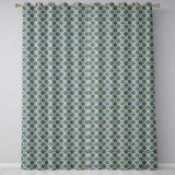Classic Blue Damask Floral Pattern Elegant Seamless  Readymade Eyelet Ring Top Thermal 100% Blackout Curtains