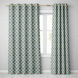 Classic Blue Damask Floral Pattern Elegant Seamless  Readymade Eyelet Ring Top Thermal 100% Blackout Curtains
