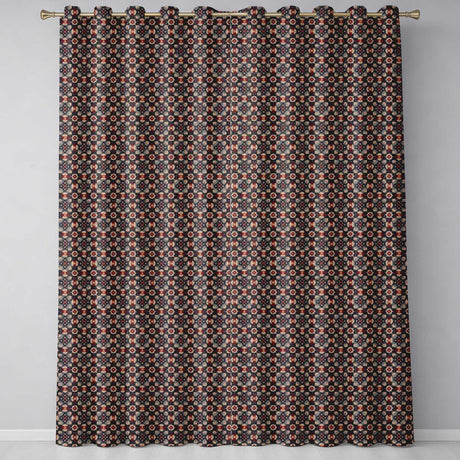 Vintage Floral Medallion Pattern in Red Blue Tones Seamless  Readymade Eyelet Ring Top Thermal 100% Blackout Curtains