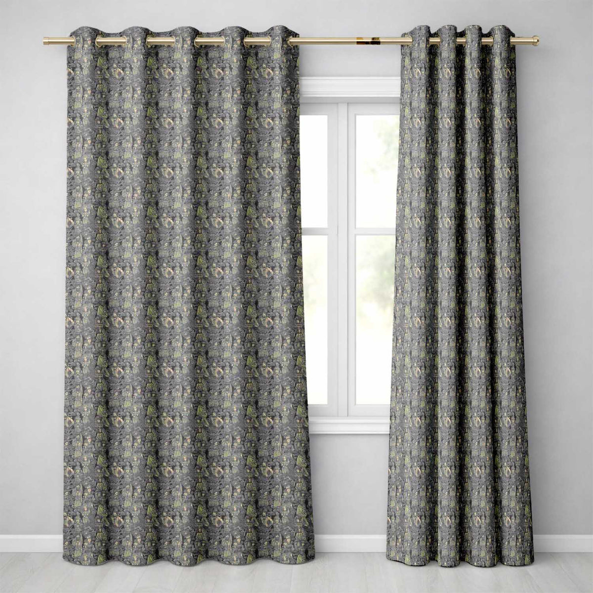 Classic Victorian Garden People Scene Pattern in Sepia Seamless  Readymade Eyelet Ring Top Thermal 100% Blackout Curtains