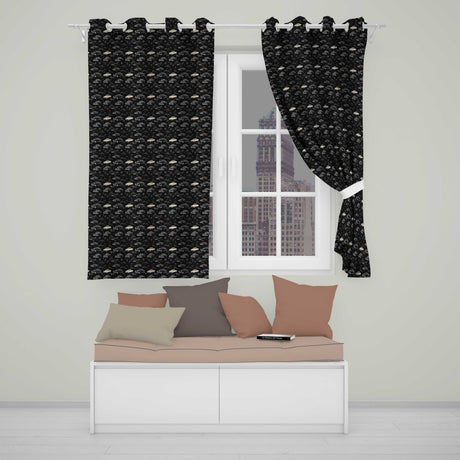 Classic Vintage Cars and Palm Trees Night Pattern Seamless  Readymade Eyelet Ring Top Thermal 100% Blackout Curtains