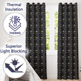 Classic Vintage Cars and Palm Trees Night Pattern Seamless  Readymade Eyelet Ring Top Thermal 100% Blackout Curtains