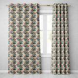 Colorful Retro Cars Autumn Leaves Pattern Seamless  Readymade Eyelet Ring Top Thermal 100% Blackout Curtains