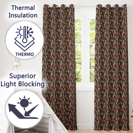Elegant Vintage Evening Couples Cityscape Seamless Pattern  Readymade Eyelet Ring Top Thermal 100% Blackout Curtains