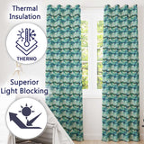 Mystical Blue Green Clouds Night Sky Seamless Pattern  Readymade Eyelet Ring Top Thermal 100% Blackout Curtains