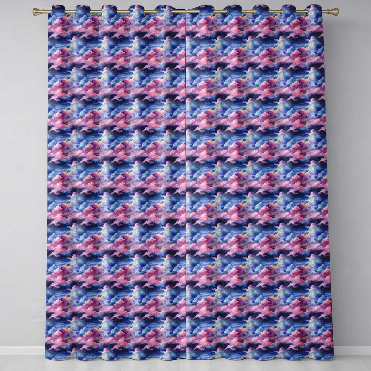 Pink Blue Fantasy Night Clouds Sky Seamless Pattern  Readymade Eyelet Ring Top Thermal 100% Blackout Curtains
