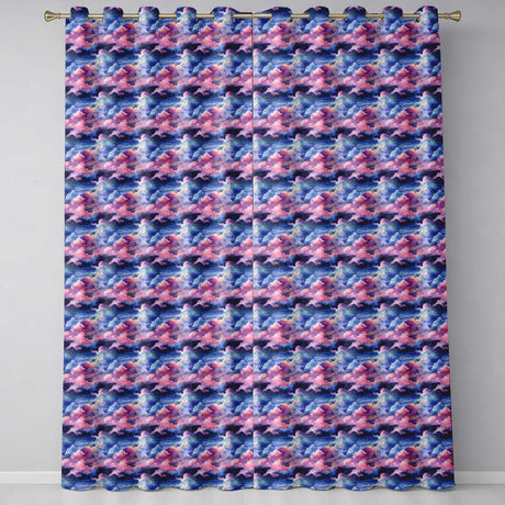 Pink Blue Fantasy Night Clouds Sky Seamless Pattern  Readymade Eyelet Ring Top Thermal 100% Blackout Curtains