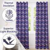 Deep Purple Cosmic Clouds Night Sky Seamless Pattern  Readymade Eyelet Ring Top Thermal 100% Blackout Curtains