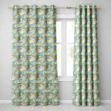 Art Nouveau Lily Pond Floral Seamless Pattern  Readymade Eyelet Ring Top Thermal 100% Blackout Curtains
