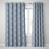 Blue Floral Vine Classic Heritage Seamless Pattern  Readymade Eyelet Ring Top Thermal 100% Blackout Curtains