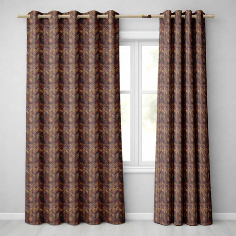 Herringbone Wood Flooring Parquet Seamless Pattern  Readymade Eyelet Ring Top Thermal 100% Blackout Curtains