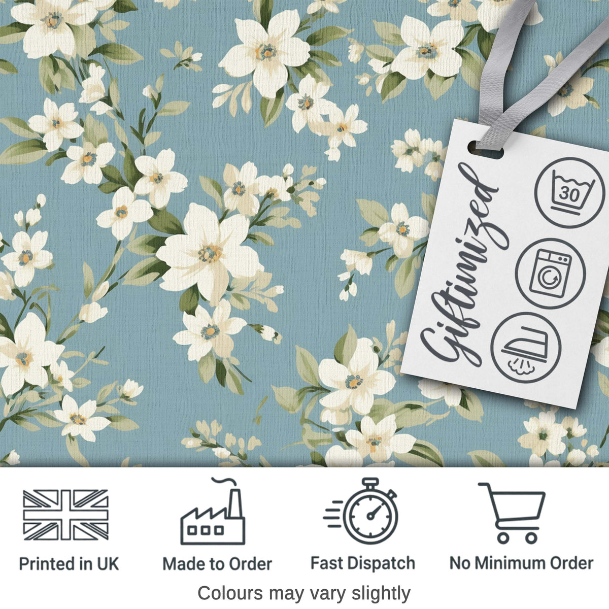 Soft White Floral Blossom Vintage Style Thoughtful Gift Idea Lovely  Digital Print Material by the Metre UK Sewing Quilting Textile