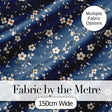 Elegant Navy Floral Vine Delicate Botanical Charming  Decor  Digital Print Material by the Metre UK Sewing Quilting Textile