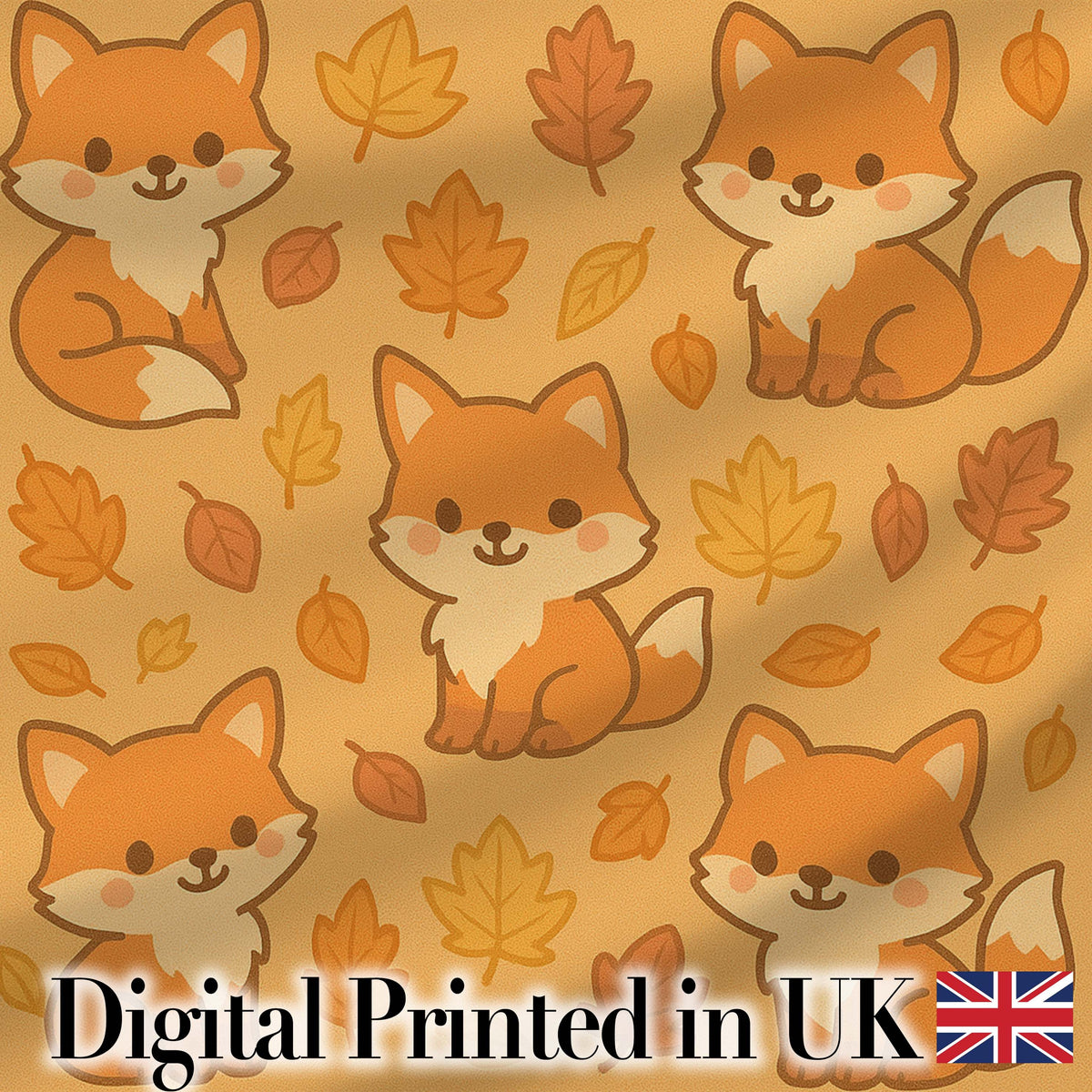 Cute Autumn Fox Cartoon Animal Pattern Stylish Everyday  Lovely  Digital Print Material by the Metre UK Sewing Quilting Textile