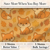 Cute Autumn Fox Cartoon Animal Pattern Stylish Everyday  Lovely  Digital Print Material by the Metre UK Sewing Quilting Textile