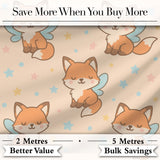 Cute Fairy Fox Cartoon Animal Pattern Cute Unique Gift Lovely  Digital Print Material by the Metre UK Sewing Quilting Textile