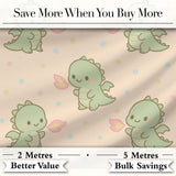 Cute Baby Dinosaur Cartoon Animal Pattern Thoughtful Gift Idea  Digital Print Material by the Metre UK Sewing Quilting Textile