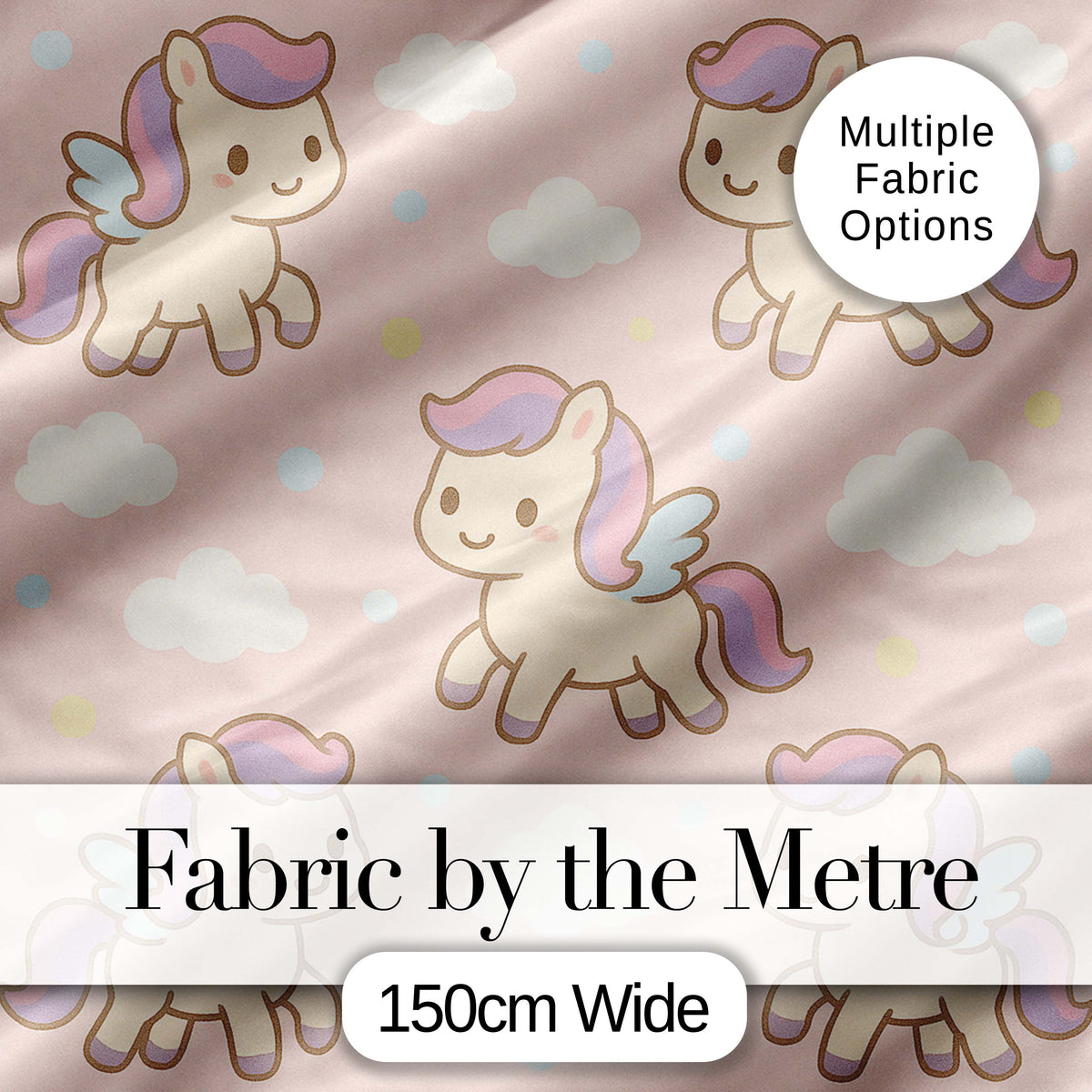 Cute Pegasus Unicorn Cartoon Animal Pattern Charming  Decor  Digital Print Material by the Metre UK Sewing Quilting Textile