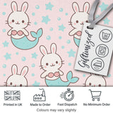 Cute Bunny Mermaid Cartoon Animal Pattern Stylish Everyday   Digital Print Material by the Metre UK Sewing Quilting Textile