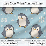 Cute Winter Penguin Cartoon Animal Pattern Perfect Gift for Her  Digital Print Material by the Metre UK Sewing Quilting Textile