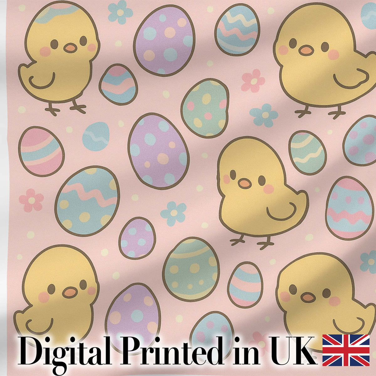 Cute Easter Chick Eggs Cartoon Animal Pattern Stylish Everyday   Digital Print Material by the Metre UK Sewing Quilting Textile