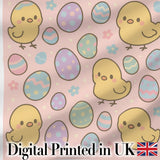 Cute Easter Chick Eggs Cartoon Animal Pattern Stylish Everyday   Digital Print Material by the Metre UK Sewing Quilting Textile