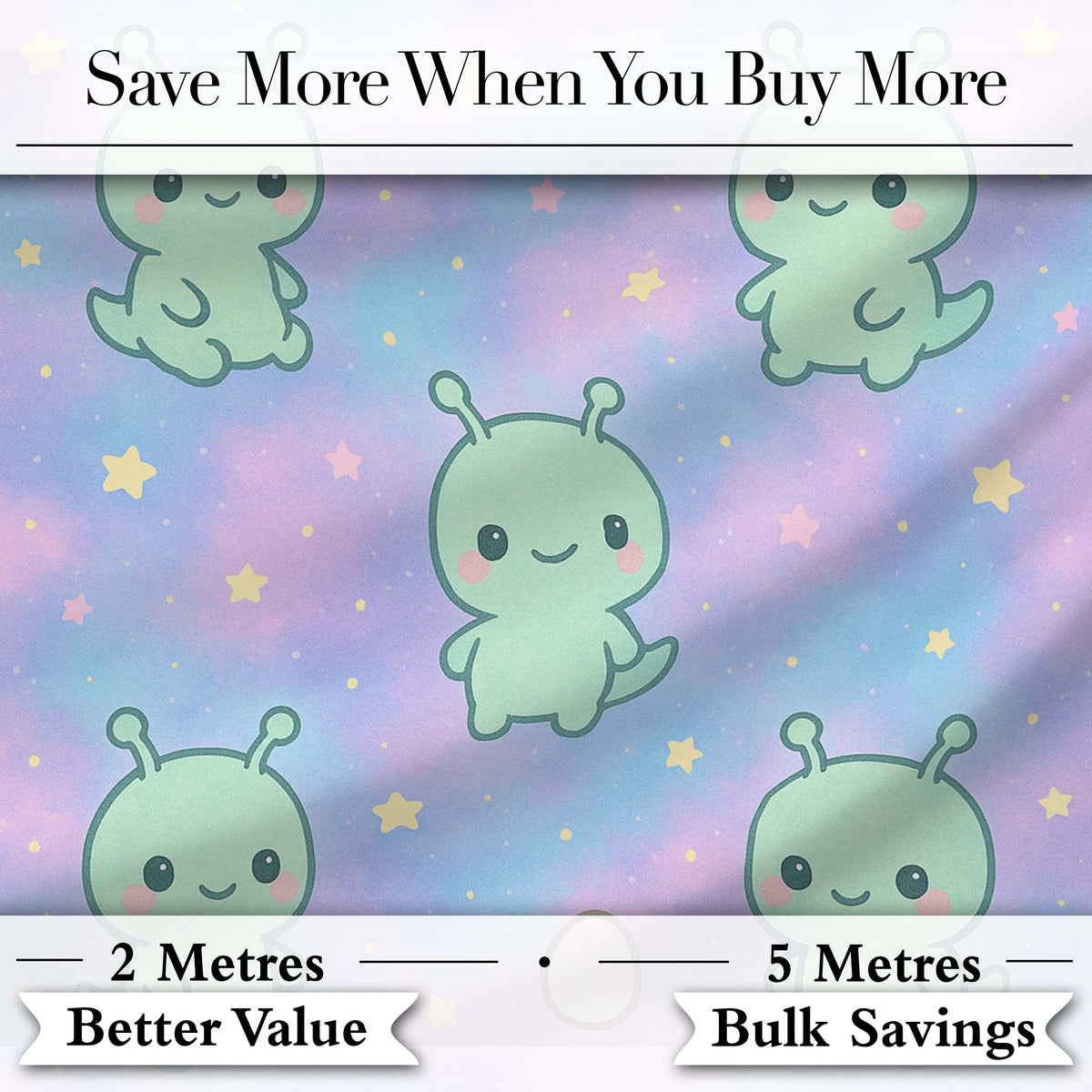 Cute Alien Space Cartoon Animal Pattern Cute Unique Gift Lovely  Digital Print Material by the Metre UK Sewing Quilting Textile