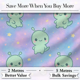 Cute Alien Space Cartoon Animal Pattern Cute Unique Gift Lovely  Digital Print Material by the Metre UK Sewing Quilting Textile