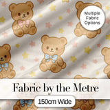 Cute Teddy Bear Bow Cartoon Animal Pattern Beautiful Coffee Cup  Digital Print Material by the Metre UK Sewing Quilting Textile