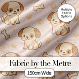 Cute Puppy Dog Cartoon Animal Pattern Thoughtful Gift Idea Lovely  Digital Print Material by the Metre UK Sewing Quilting Textile