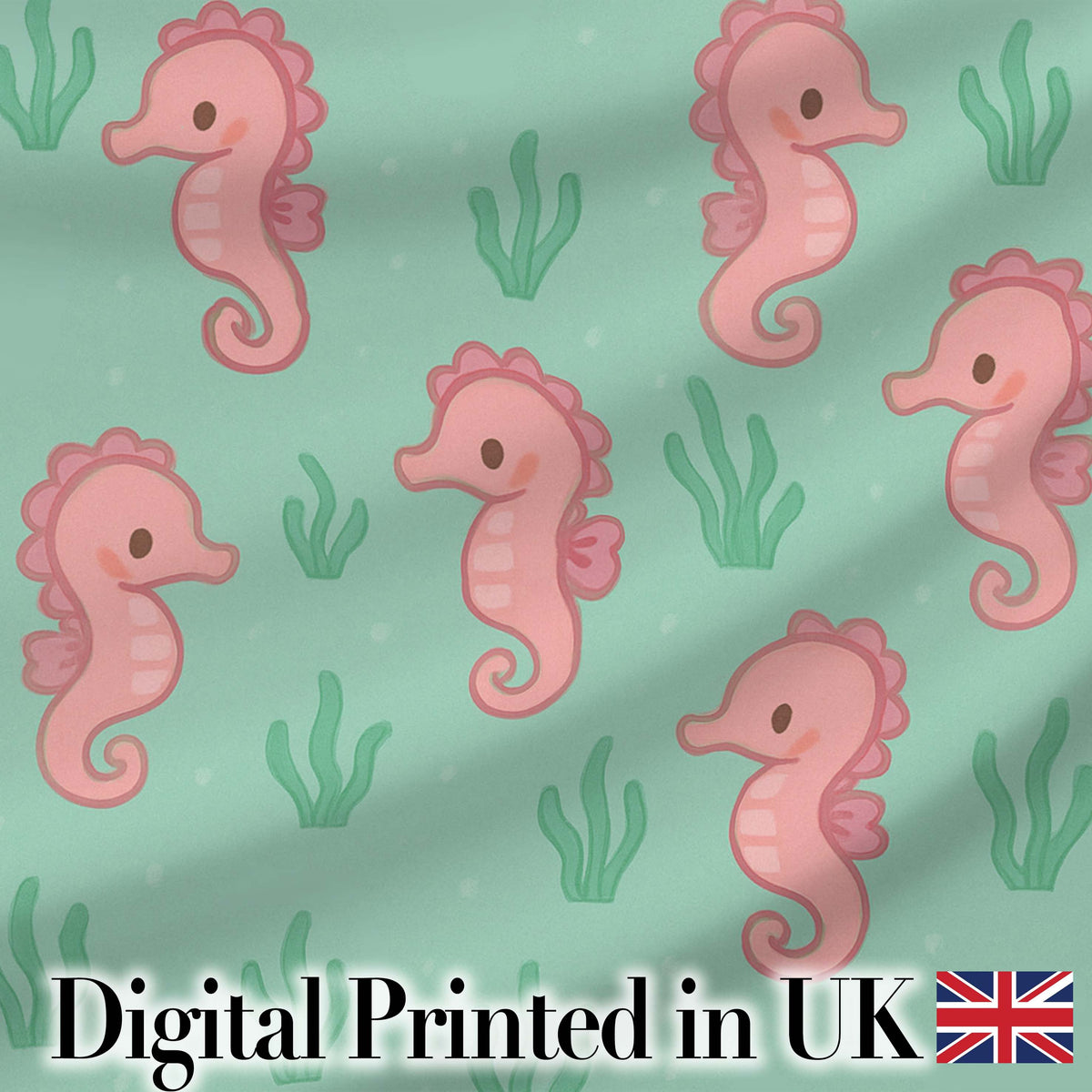 Cute Seahorse Ocean Cartoon Animal Pattern Stylish Everyday   Digital Print Material by the Metre UK Sewing Quilting Textile