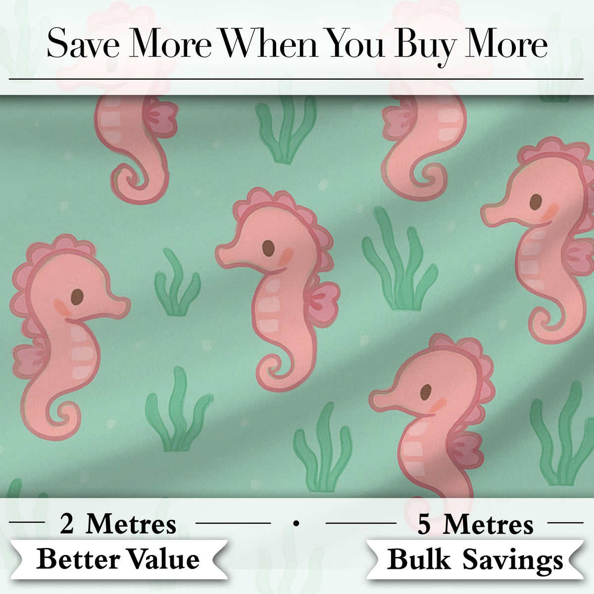 Cute Seahorse Ocean Cartoon Animal Pattern Stylish Everyday   Digital Print Material by the Metre UK Sewing Quilting Textile