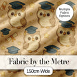 Cute Graduation Owl Cartoon Animal Pattern Cute Unique Gift Lovely  Digital Print Material by the Metre UK Sewing Quilting Textile