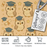 Cute Graduation Owl Cartoon Animal Pattern Cute Unique Gift Lovely  Digital Print Material by the Metre UK Sewing Quilting Textile