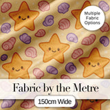 Cute Starfish Shell Cartoon Ocean Animal Pattern Cute Unique Gift  Digital Print Material by the Metre UK Sewing Quilting Textile