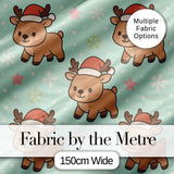 Cute Christmas Reindeer Cartoon Animal Pattern Perfect Gift for Her  Digital Print Material by the Metre UK Sewing Quilting Textile