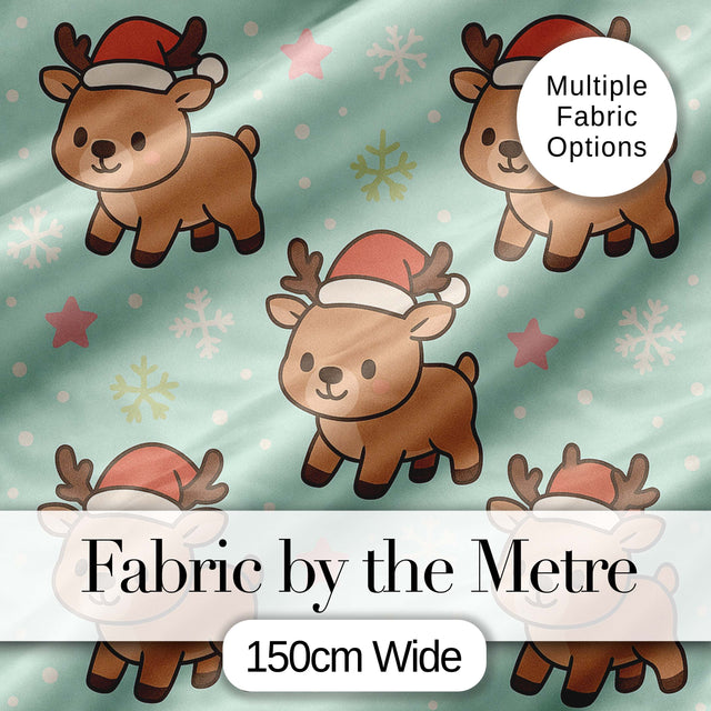 Cute Christmas Reindeer Cartoon Animal Pattern Perfect Gift for Her  Digital Print Material by the Metre UK Sewing Quilting Textile
