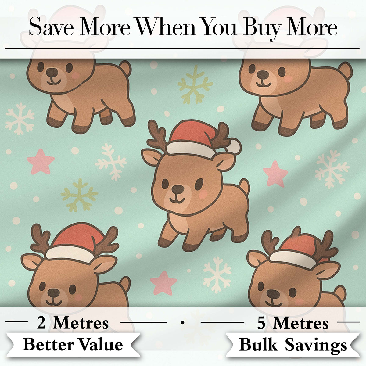 Cute Christmas Reindeer Cartoon Animal Pattern Perfect Gift for Her  Digital Print Material by the Metre UK Sewing Quilting Textile