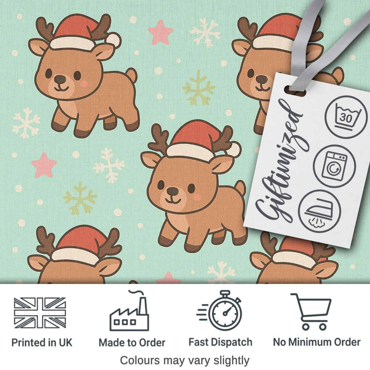 Cute Christmas Reindeer Cartoon Animal Pattern Perfect Gift for Her  Digital Print Material by the Metre UK Sewing Quilting Textile
