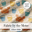 Cute Crab Bucket Beach Cartoon Animal Pattern Cute Unique Gift  Digital Print Material by the Metre UK Sewing Quilting Textile