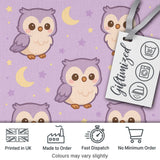 Cute Night Owl Moon Cartoon Animal Pattern Charming  Decor  Digital Print Material by the Metre UK Sewing Quilting Textile