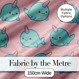 Cute Narwhal Unicorn Whale Cartoon Animal Pattern Cute Unique Gift  Digital Print Material by the Metre UK Sewing Quilting Textile