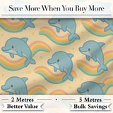 Cute Rainbow Dolphin Cartoon Animal Pattern Thoughtful Gift Idea  Digital Print Material by the Metre UK Sewing Quilting Textile